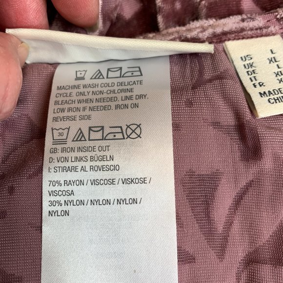 The Muses Lounge Velvet Burnout Dolman Ruched Cardigan Dusty Mauve NEW - Picture 15 of 15